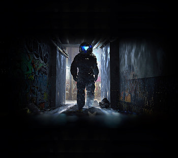 Dark, artwork, astronaut HD wallpaper