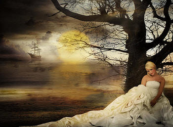 The return, sea, ship, return, girl, dress HD wallpaper