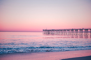 Nature, Sea, Pink, Pier, Surf HD wallpaper