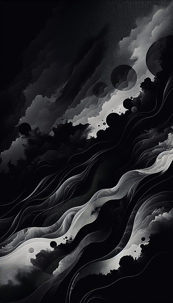 Black Aesthetic Abstract Art, Abstract, Black & White, wave, cloud HD phone wallpaper