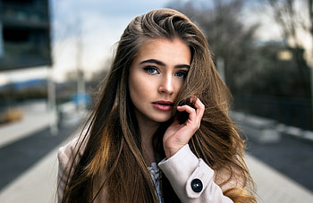 Pretty Face, face, model, woman, brunette HD wallpaper