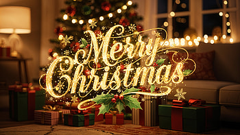 Golden Script Merry Christmas —, Present HD wallpaper