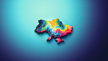 Ukraine — Neon Topographic Map, Ukraine HD wallpaper