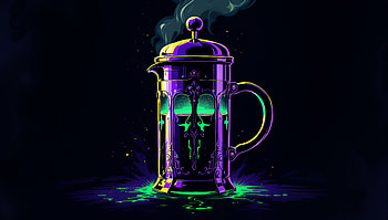 Vibrant French Press: Ultra, french press, coffee, neon, steam, purple HD wallpaper
