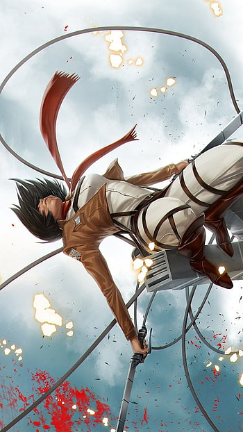 Flying mikasa, anime, mikasa ackerman, attack on titan HD phone wallpaper