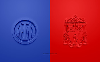 Inter Milan vs Liverpool FC, 2022, UEFA Champions League, Eighth-finals, 3D logos, red blue background, Champions League, 2022 Champions League, Inter Milan, Liverpool FC, Internazionale vs Liverpool HD wallpaper