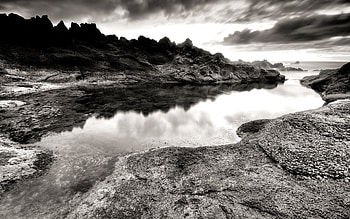 Nature, Stones, Sea, Rocks, Shore, Bank, Despondency, Black And White HD wallpaper