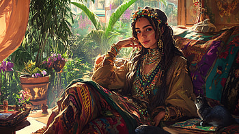 Bohemian Elegance: A Stunning Ultra, woman, bohemian, portrait, vibrant colors, jewelry HD wallpaper
