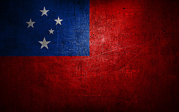 Samoa metal flag, grunge art, oceanian countries, Day of Samoa, national symbols, Samoa flag, metal flags, Flag of Samoa, Oceania, Samoa HD wallpaper