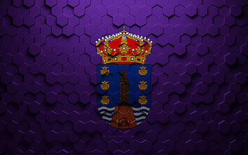 Flag of Corunna, honeycomb art, Corunna hexagons flag, Corunna 3d hexagons art, Corunna flag HD wallpaper