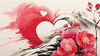 Romantic Heart and Flowers Valentine, valentine, heart, flower, watercolor, Romantic HD wallpaper