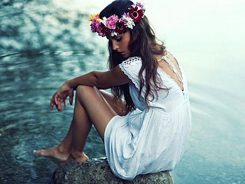 Flowers Girl, girl, beautiful, flowers HD wallpaper