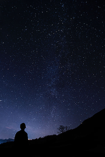 Night, Dark, Silhouette, Starry Sky, Human, Person HD phone wallpaper