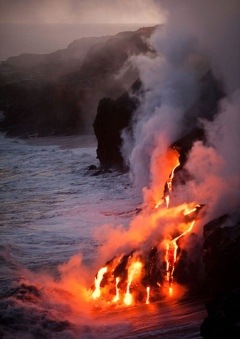The Sun Volcano, Hawaii Volcanoes National Park, Majestic landscapes, Powerful force HD phone wallpaper
