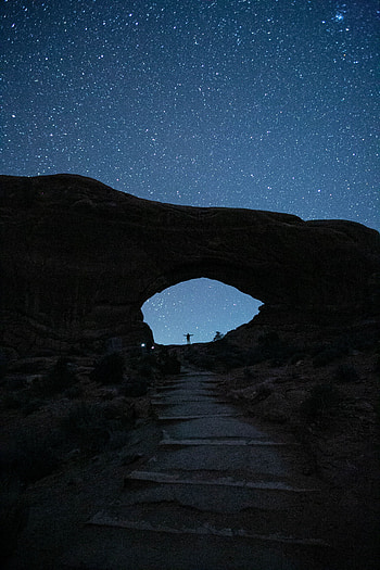 Night, Rock, Dark, Silhouette, Arch HD phone wallpaper