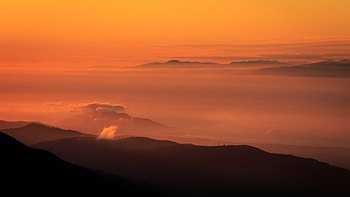 From the top of Blue Mountain, mountains, nature, clouds HD wallpaper