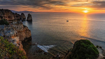 Coastline Sunset, Coastline, sky, nature, Sunset HD wallpaper