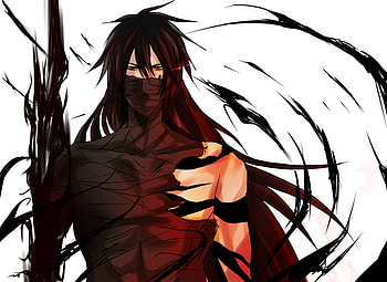 Final Getsuga Tenshou, yellow eyes, ichigo, white background, black hair, long hair, ichigo kurosaki, bandages, bleach, mugetsu, anime, kurosaki ichigo, mugetsu ichigo, male HD wallpaper