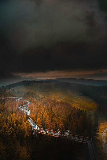 Nature, Mountains, Clouds, View From Above, Fog, Bridge HD phone wallpaper