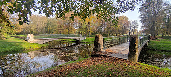 Two Bridges, bridge, park, graphy, fall HD wallpaper