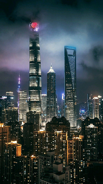 Shanghai Skyline, City night view, Skyscrapers, Stunning HD phone wallpaper