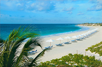 A Paradise Beach, blue, chairs, sand, water HD wallpaper