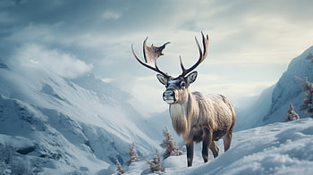 Majestic Reindeer in Snowy Mountains, Animal, reindeer HD wallpaper