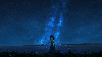 Anime, Night, Starry Sky, Girl HD wallpaper