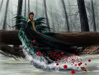Forest fairy, fantasy, green, flowers, girl, forest HD wallpaper