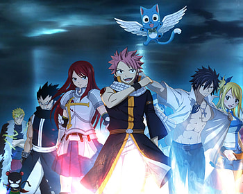 Lucy Heartfilia, Anime, Fairy Tail, Erza Scarlet, Gray Fullbuster, Natsu Dragneel, Gajeel Redfox, Wendy Marvell, Mirajane Strauss, Happy (Fairy Tail), Juvia Lockser, Laxus Dreyar, Charles (Fairy Tail) HD wallpaper
