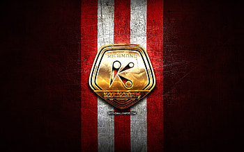 Richmond Kickers FC, golden logo, USL League One, red metal background, american soccer club, Richmond Kickers logo, soccer, Richmond Kickers HD wallpaper