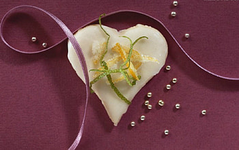 Lemon Heart, fruits, heart, ribbon, lemon HD wallpaper