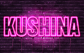 Happy Birtay Kushina, , pink neon lights, Kushina name, creative, Kushina Happy Birtay, Kushina Birtay, popular japanese female names, with Kushina name, Kushina HD wallpaper