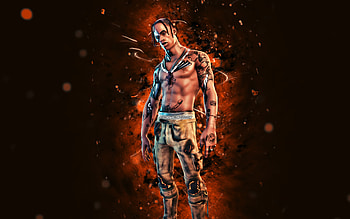 T-3500 Travis Scott, , brown neon lights, Fortnite Battle Royale, Fortnite characters, T-3500 Travis Scott Skin, Fortnite, T-3500 Travis Scott Fortnite HD wallpaper