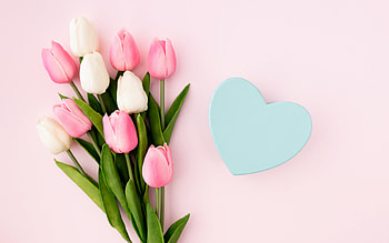 :-), valentine, pink, tulip, flower, card, lalele, heart HD wallpaper