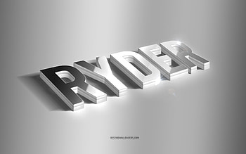 Ryder, silver 3d art, gray background, with names, Ryder name, Ryder greeting card, 3d art, with Ryder name HD wallpaper