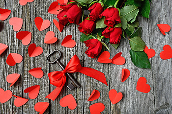 Roses, Hearts, Love, Tape, Key HD wallpaper