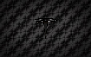 Tesla carbon logo, , grunge art, carbon background, creative, Tesla black logo, cars brands, Tesla logo, Tesla HD wallpaper