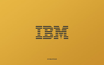 IBM logo, gold background, stylish art, brands, emblem, IBM, gold paper texture, IBM emblem HD wallpaper
