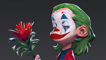 Joker With Rose, joker, superheroes, artist, artwork, digital-art, artstation HD wallpaper