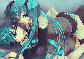 Miku and Mikuo, anime, hatsune miku, vocaloids, mikuo HD wallpaper