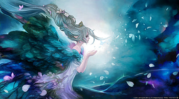 Titania, wings, blue, white, fairy, pink, anime, fantasy, luminos, tagme, manga, queen HD wallpaper