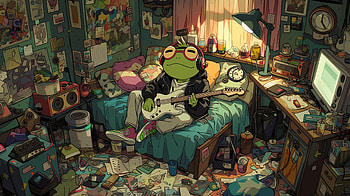 Punk Frog, Anime, Chill, AI Art HD wallpaper