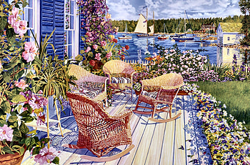 Sunday Afternoon F1, architecture, art, landscape, beautiful, artwork, scenery, wide screen, painting, cottage HD wallpaper