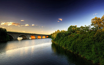 Nature, Rivers, Trees, Sky, Bridge HD wallpaper