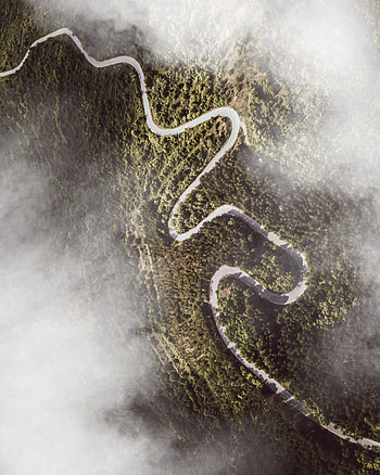 Nature, Mountains, Clouds, View From Above, Road, Forest, Sinuous, Winding HD phone wallpaper