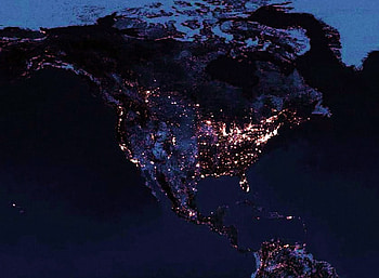 Space, night and the Americas, night, south america, lights, north america, space, country HD wallpaper