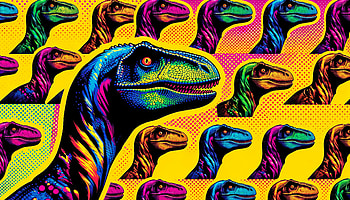 Colorful Velociraptor, dinosaur, velociraptor, colorful, pop art, illustration HD wallpaper