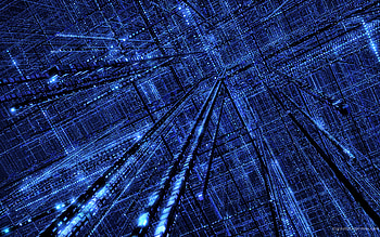 Grid, blue, beams, endless HD wallpaper