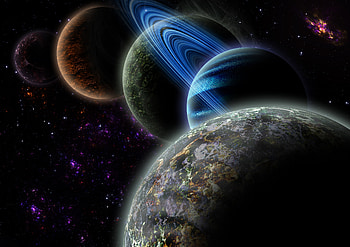 Planets, space, stars, fantasy, art HD wallpaper